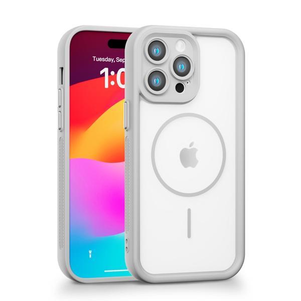 iPhone 13 Pro Max  Uyumlu Kamera Korumalı Magsafe Wireless Şarj Özellikli Mat Silikon Gri renkli Silikon Telefon Kılıfı - Image 1