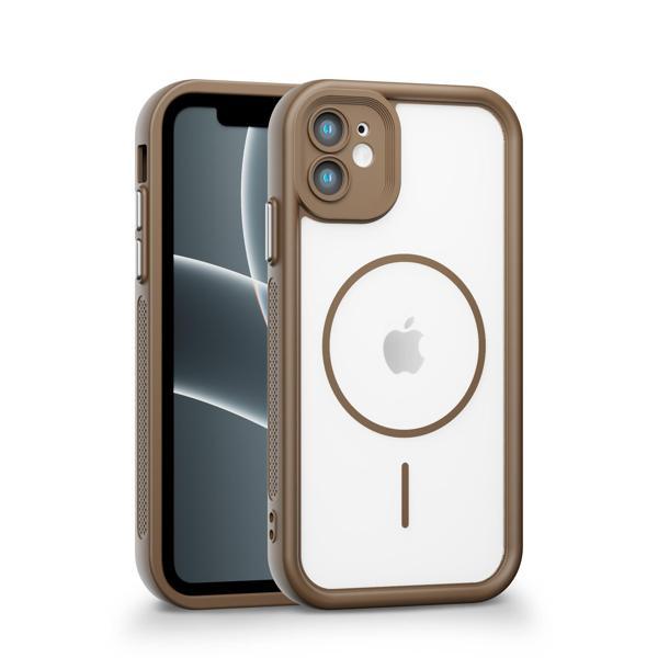 iPhone 11 Uyumlu Kamera Korumalı Magsafe Wireless Şarj Özellikli Mat Silikon Haki renkli Silikon Telefon Kılıfı - Image 1