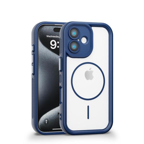 iPhone 16 Uyumlu Kamera Korumalı Magsafe Wireless Şarj Özellikli Mat Silikon Lacivert renkli Silikon Telefon Kılıfı - Image 1