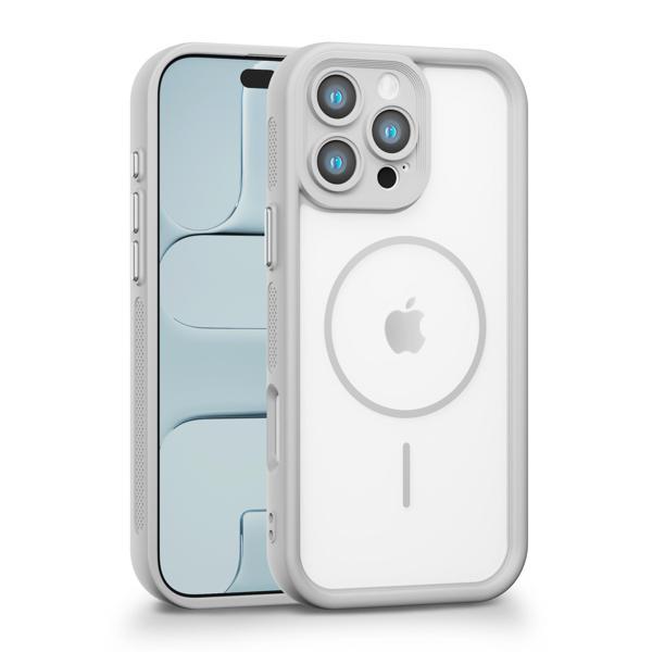 iPhone 16 Pro Uyumlu Kamera Korumalı Magsafe Wireless Şarj Özellikli Mat Silikon Gri renkli Silikon Telefon Kılıfı - Image 1