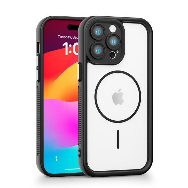 iPhone 15 Pro Max Uyumlu Kamera Korumalı Magsafe Wireless Şarj Özellikli Mat Silikon Siyah renkli Silikon Telefon Kılıfı - Image 1