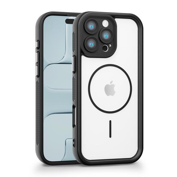 iPhone 16 Pro Max Uyumlu Kamera Korumalı Magsafe Wireless Şarj Özellikli Mat Silikon Siyah renkli Silikon Telefon Kılıfı - Image 1