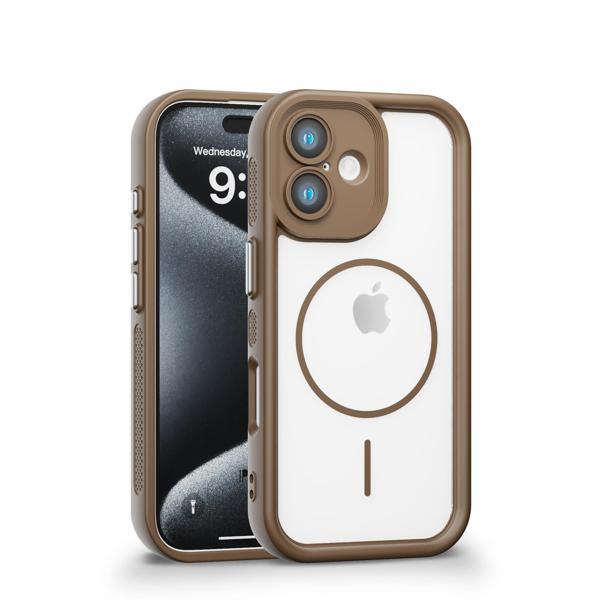 iPhone 16 Uyumlu Kamera Korumalı Magsafe Wireless Şarj Özellikli Mat Silikon Haki renkli Silikon Telefon Kılıfı - Image 1