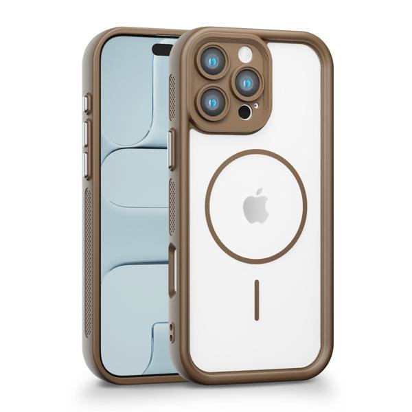 iPhone 16 Pro Uyumlu Kamera Korumalı Magsafe Wireless Şarj Özellikli Mat Silikon Haki renkli Silikon Telefon Kılıfı - Image 1