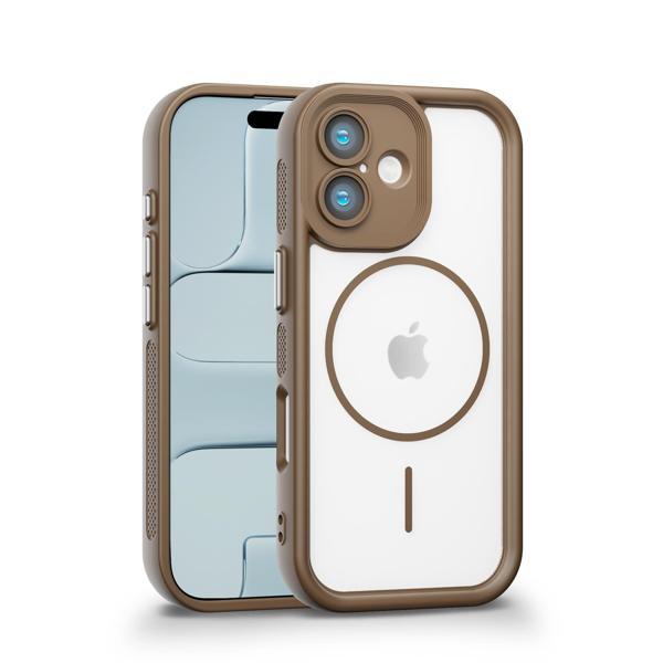 iPhone 17 Uyumlu Kamera Korumalı Magsafe Wireless Şarj Özellikli Mat Silikon Haki renkli Silikon Telefon Kılıfı - Image 1