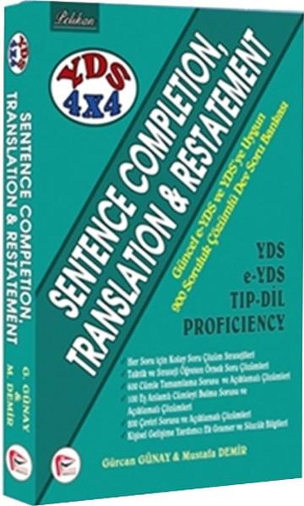 YDS 4X4 Set 1. Kitap - Sentence Completion Translation & Restatement - Pelikan Yayınları - Image 1