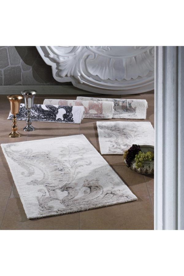 ZEBRA CASA Antonia Beyaz/gri/mor Ikili Banyo Paspas Seti - Image 1