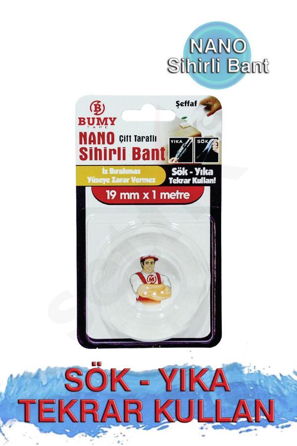 Nano Sihirli Bant 19mm x 1mt Şeffaf / Sök - Yıka - Tekrar Kullan - Image 1