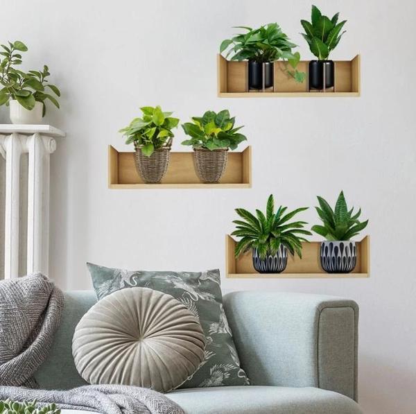 Raflı Bitki Tasarımlı Yapışkanlı Sticker 20*30 cm 3lü Set (5365) - Image 1