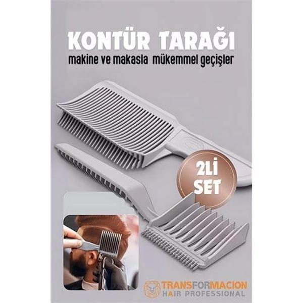 HSNET Kuaför Berber Kavisli Kontur Kesim Tarağı 2 li SET - Image 1