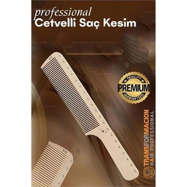 HSNET Cetvelli Saç Kesim Tarağı - Berber Kuaför Saç Kesim Tarağı Profesyonel - Image 1