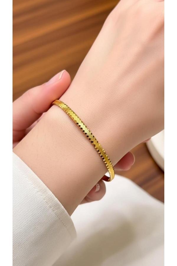 Kuyumcu Nurettin 18 gr (GRAM) Kalemli Trabzon Desen Çöp Bilezik 22 Ayar Altın Yatırımlık İşçiliksiz