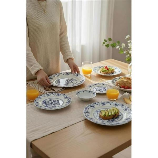 Akayev Porselen Blue Dream 8 Parça 4 Kişilik Kahvaltı Takımı - Image 1