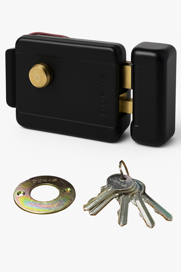 Doras Elektrikli Kapı Otomat Kilidi Makaralı Trajlı Kilit Düğmeli Dış Kapılar Otomatiği - Image 1