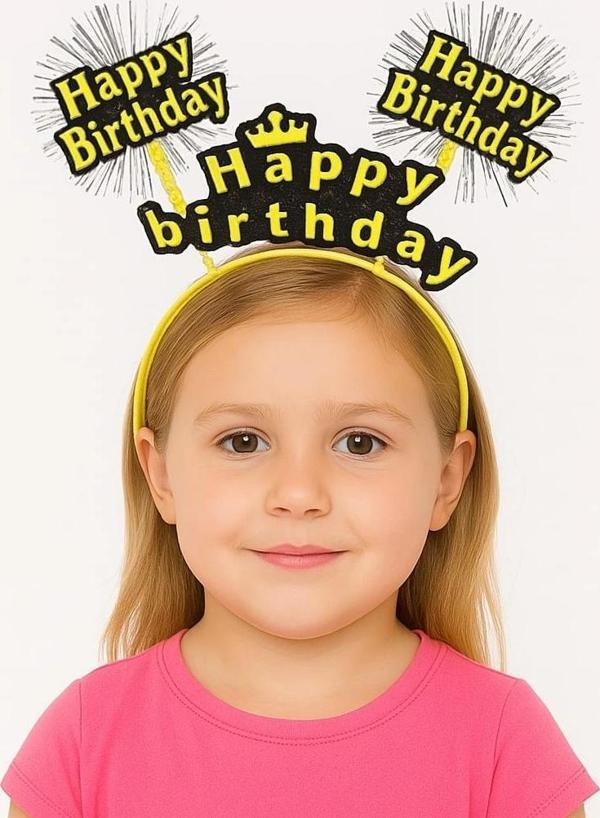 Doğum Günü Kutlaması İçin Sarı Taç – Işıltılı Yazılı Parti Tacı (5365) - Image 1