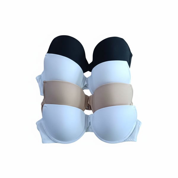 Kadın Desteksiz Micro Takma Askılı 3 Renk Siyah,Beyaz,Ten 4'lü Sütyen BB2088 - Image 1