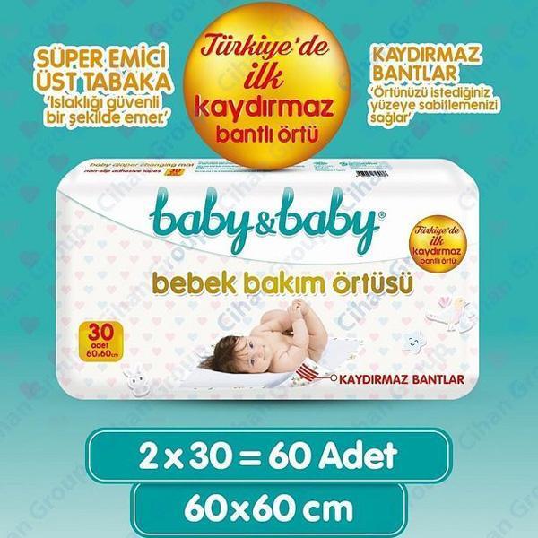 Baby Baby Bebek Bakım Örtüsü 60x60 cm Alt Açma Bezi 30 lu x 2 Adet - Image 1