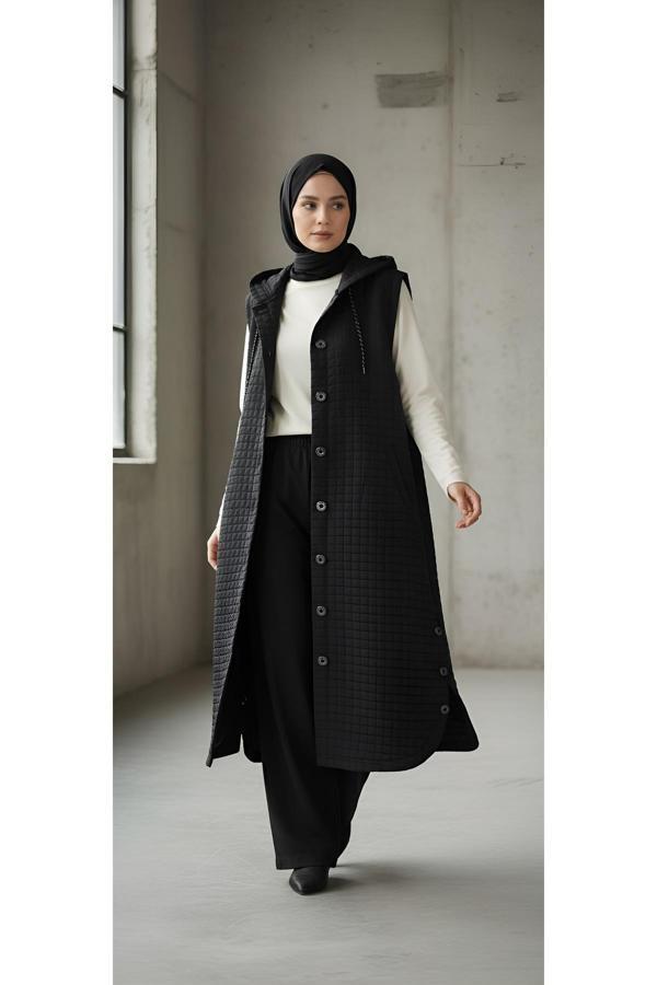 ZİNCİR DETAYLI TESETTÜR KAPİTONE YELEK - Image 1