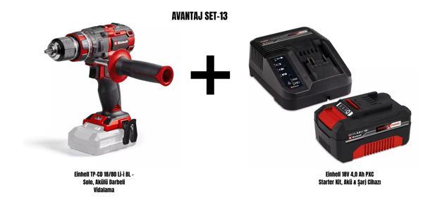 Einhell Set-13 (Einhell TP-CD 18/80 Li-i BL Akülü Darbeli Vidalama+Einhell 18V 4,0 Ah PXC Starter Kit, Akü & Şarj Cihazı) - Image 1