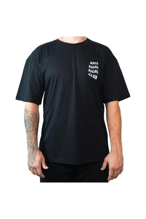 Anti Fight Fight Club Siyah Oversize T-Shirt - Image 1