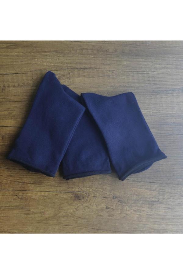 Erceys Kadın 3 Çift Lastiksiz Çorap Burun Dikişsiz Pamuklu Diyabetik Premium Seri Lacivert - Image 1