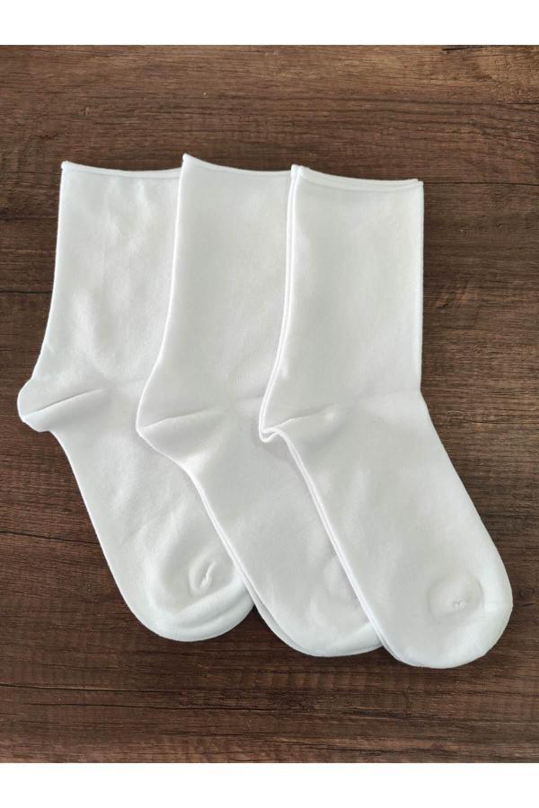 Erceys Kadın 3 Çift Bambu Lastiksiz Diyabetik Çorap Yumuşak Dokulu Dikişsiz - Image 1