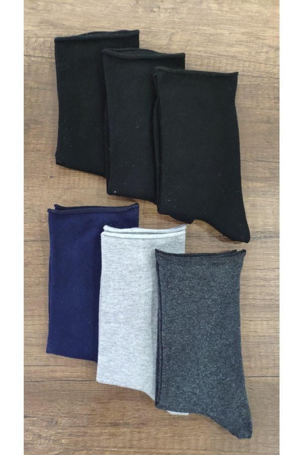 Erceys Kadın 6 Çift Lastiksiz Çorap Burun Dikişsiz Pamuklu Diyabetik Premium Seri Beyaz - Image 1