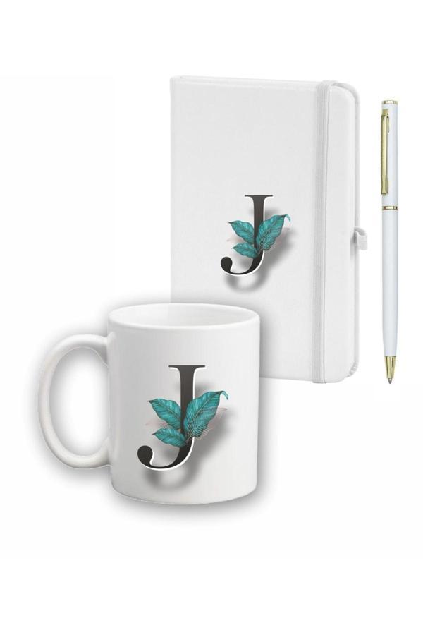 Yaprak Desen Ajanda, Kupa Ve Kalem Seti - Image 1