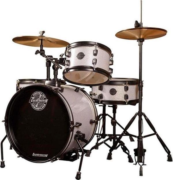 Ludwig The Pocket Kit By Questlove Silver Sparkle Çocuklar için Akustik Davul Seti - Image 1