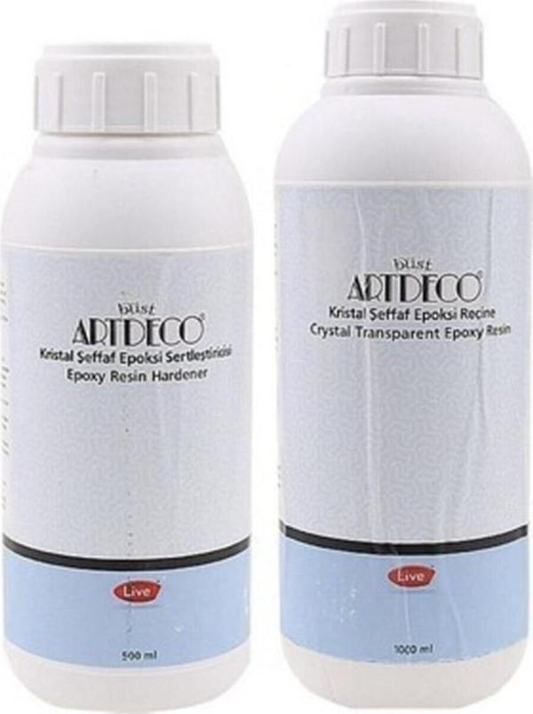 Artdeco Kristal Şeffaf Epoksi Sertleştirici 500ml + Epoksi Reçine 1000ml - Image 1