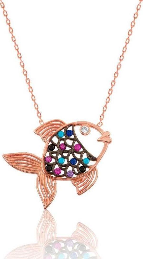 925 Ayar Gümüş Balık Kadın Gümüş Kolye - Image 1