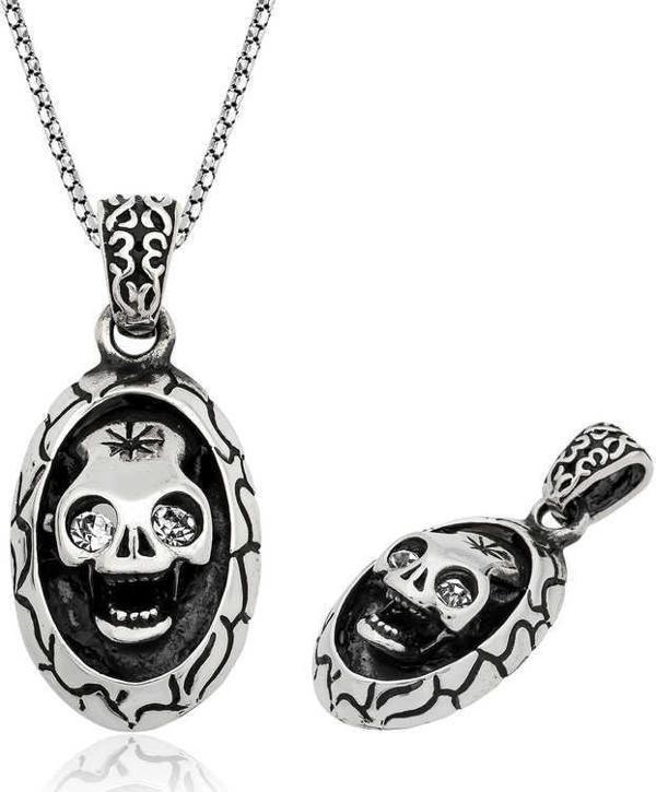 925 Ayar Gümüş Kuru Kafa Erkek Gümüş Kolye - Image 1