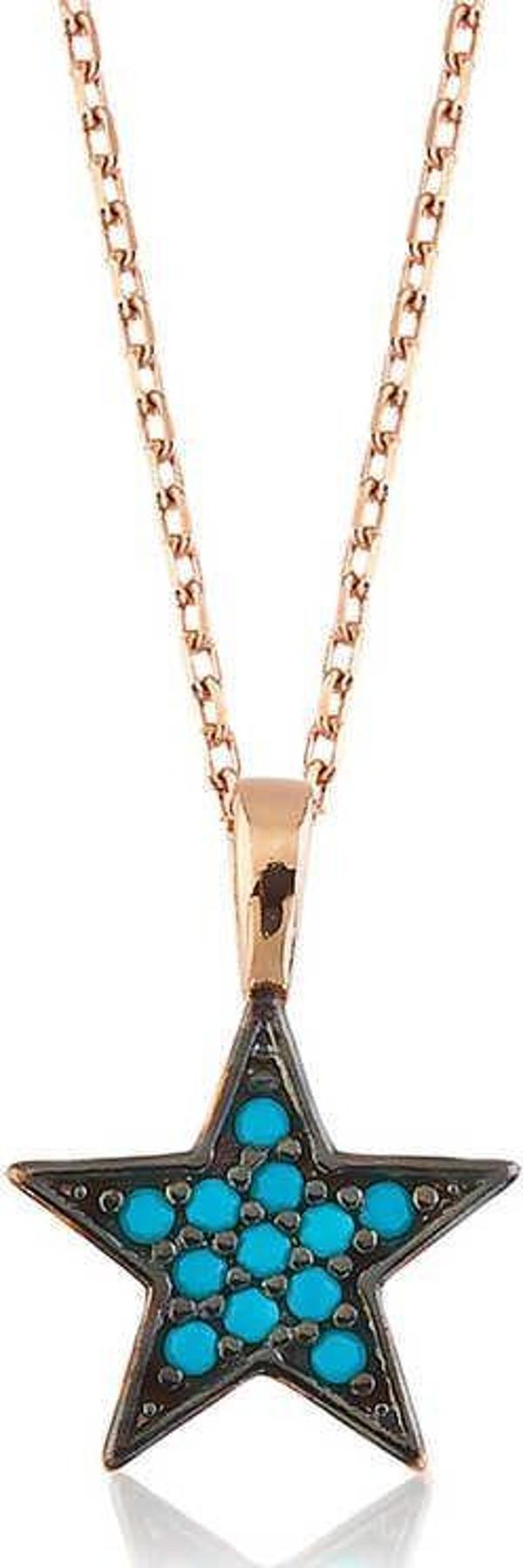 925 Ayar Gümüş Mavi Yıldız Kadın Gümüş Kolye - Image 1