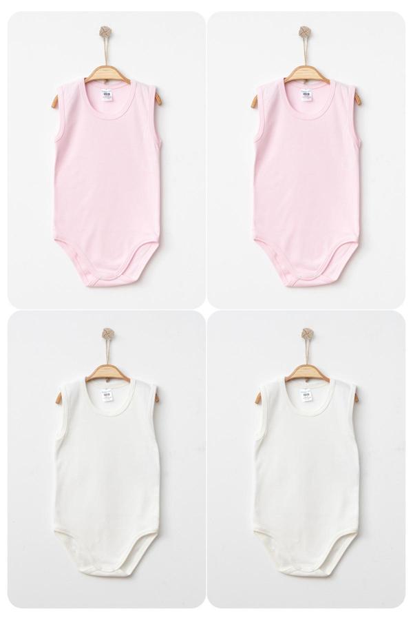 Hoppidik %100 Pamuklu Penye Kumaş Çıtçıtlı Kolsuz Askılı Bebek Badi Zıbın - Image 1