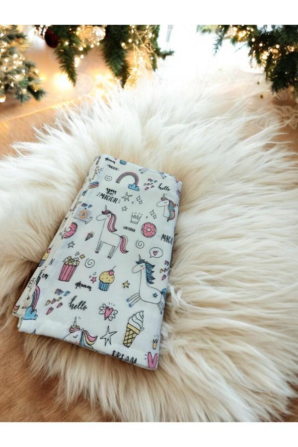 Mrvhome Pamuk Pazen Bebek Battaniyesi 120×120 – Kundak & Puset Örtüsü (Unicorn) - Image 1