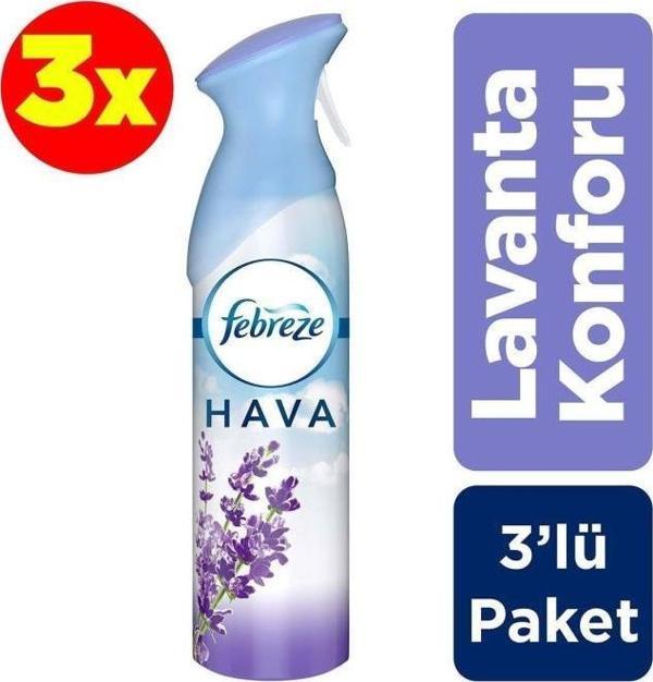 Febreze Hava Ferahlatıcı Sprey 300 ml Oda Kokusu Lavanta Konforu x 3 Adet - Image 1