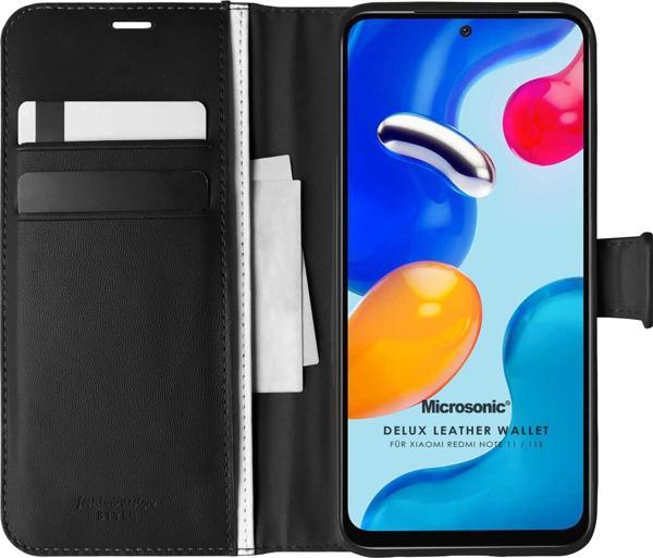 Microsonic Xiaomi Redmi Note 11S Kılıf Delux Leather Wallet Siyah - Image 1