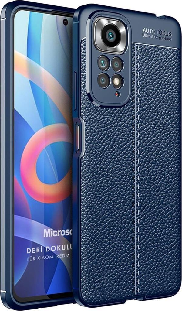 Microsonic Xiaomi Redmi Note 11S Kılıf Deri Dokulu Silikon Lacivert - Image 1