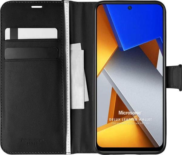 Microsonic Xiaomi Redmi Note 11T Kılıf Delux Leather Wallet Siyah - Image 1