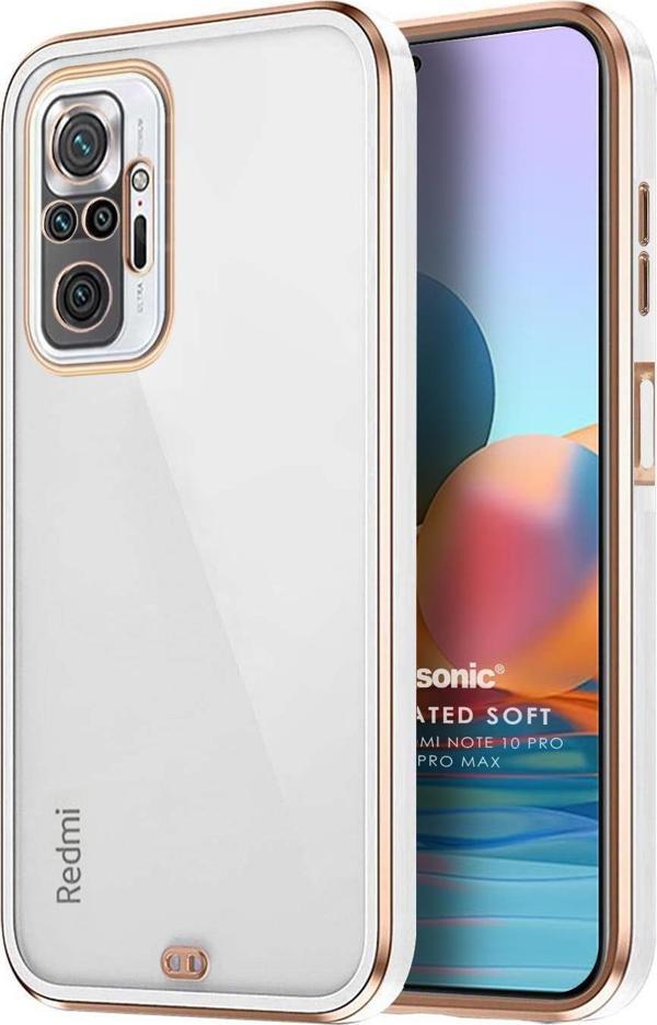 Microsonic Xiaomi Redmi Note 10 Pro Kılıf Laser Plated Soft Beyaz - Image 1