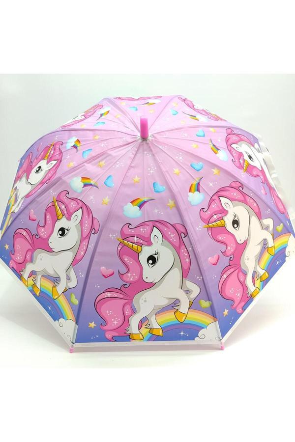 Kelebek Oyuncak Unicorn Baskılı Çocuk Şemsiyesi - Image 1