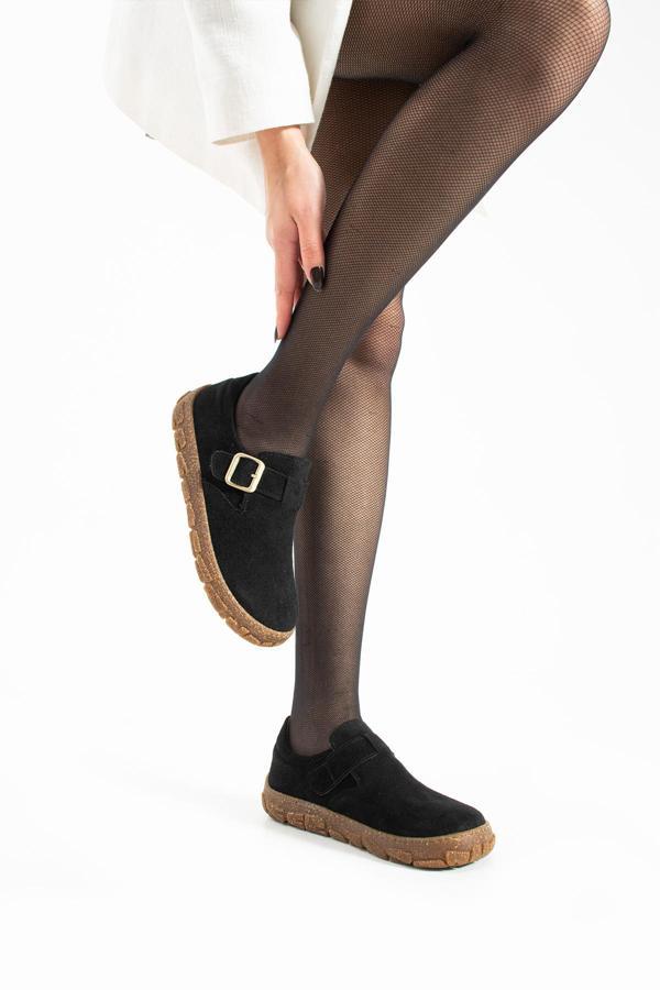 Kadın Comfort Süet Deri Siyah Ayakkabı  Şık ve Kullanışlı Tasarım - Image 1