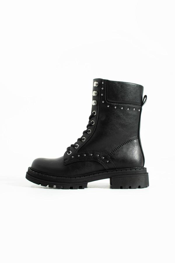 Kadın Siyah Vegan Deri Bot  Trok Detaylı  Şık Tasarım ve Modern Çizgi - Image 1