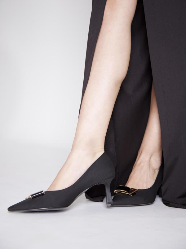 315851140-1 Tekstil Kadın Topuklu Siyah Ayakkab - Image 1