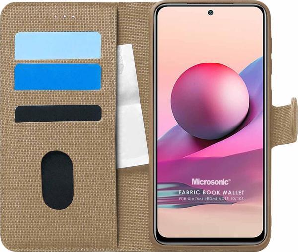 Microsonic Xiaomi Poco M5s Kılıf Fabric Book Wallet Gold - Image 1