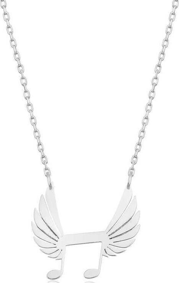 925 Ayar Gümüş Nota Kanatları Kadın Gümüş Kolye - Image 1