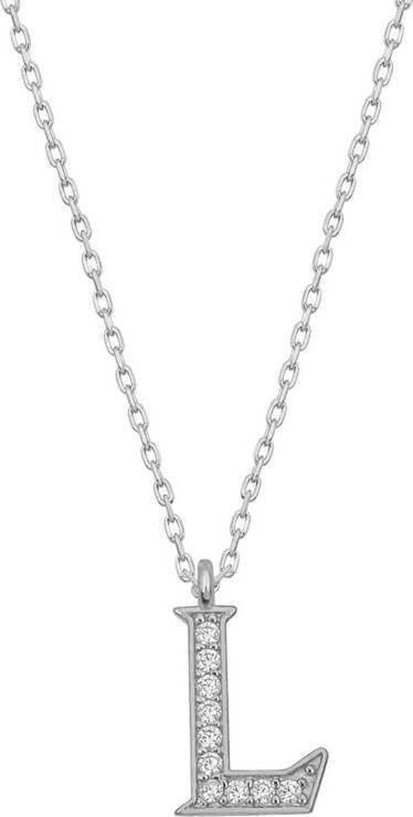 925 Ayar Gümüş Rodyum Kaplama L Harfi Kadın Gümüş Kolye - Image 1