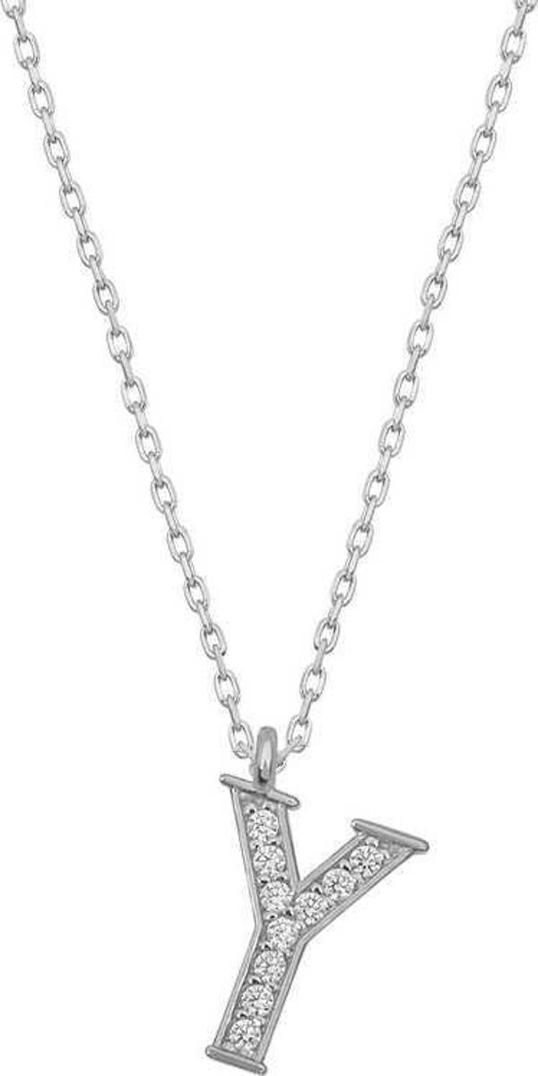925 Ayar Gümüş Y Harfi Kadın Gümüş Kolye - Image 1