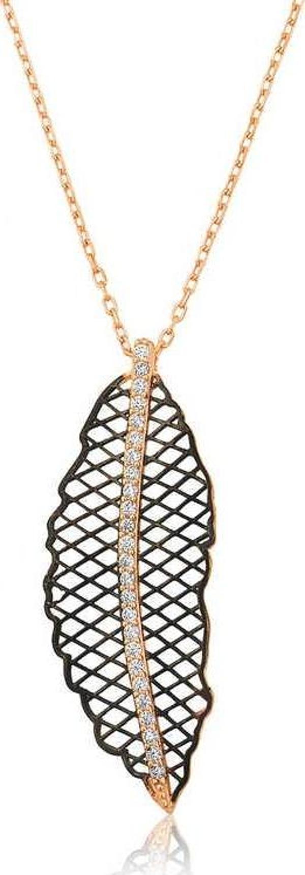 925 Ayar Gümüş Yaprak Kadın Gümüş Kolye - Image 1