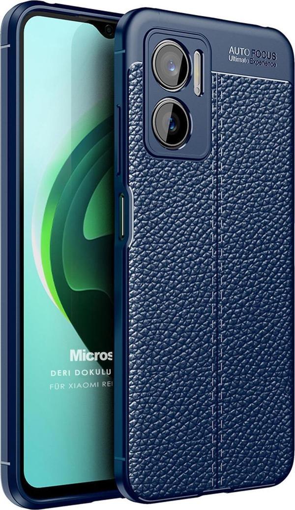 Microsonic Xiaomi Redmi Note 11E Kılıf Deri Dokulu Silikon Lacivert - Image 1